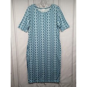 NWOT LuLa Roe Dress‎ Women's SZ L Casual Nautical Rope Pattern Blue Shift Beachy